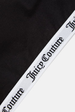 Displays the Black 'juicy' branded cotton bralette featuring the juicy Couture branding