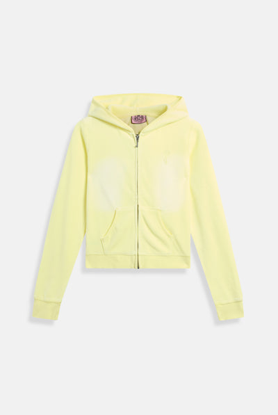 YELLOW PEAR COTTON VELOUR WASHED FITTED HOODIE
