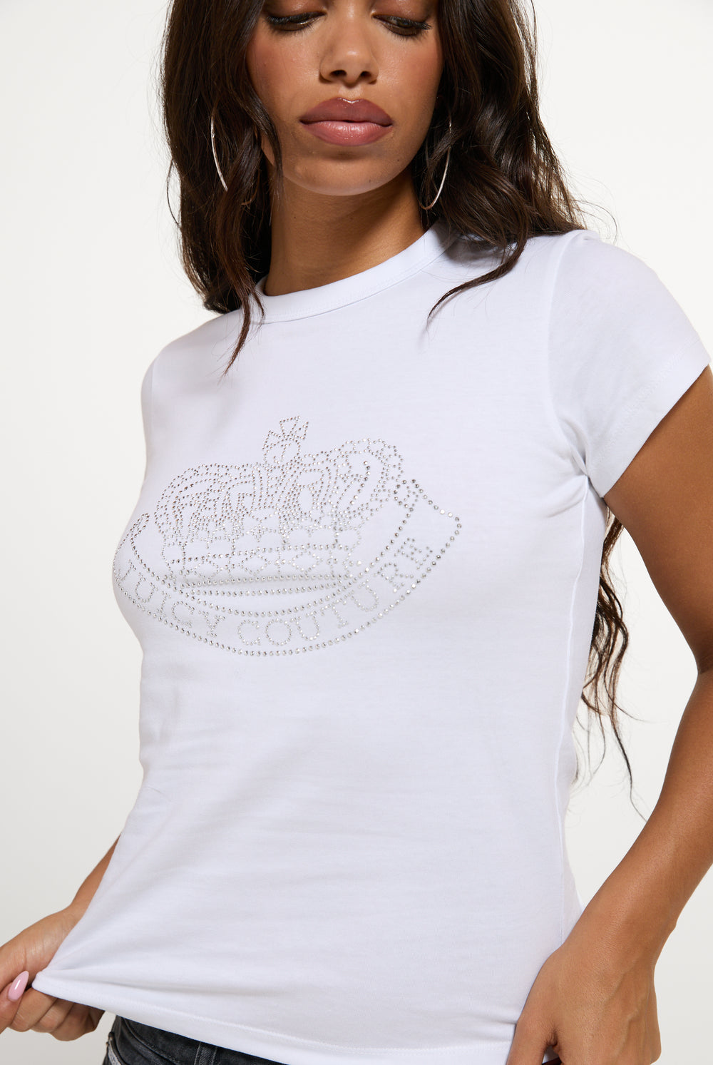 White Studded Crown Crest T-Shirt