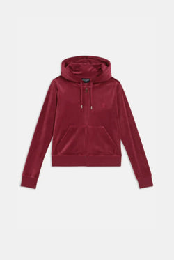 Displays the Tawny Port 'Juicy' branded classic velour Robertson hoodie