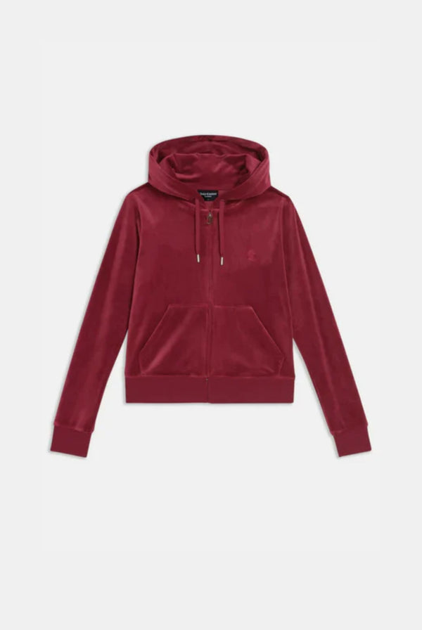 Displays the Tawny Port 'Juicy' branded classic velour Robertson hoodie