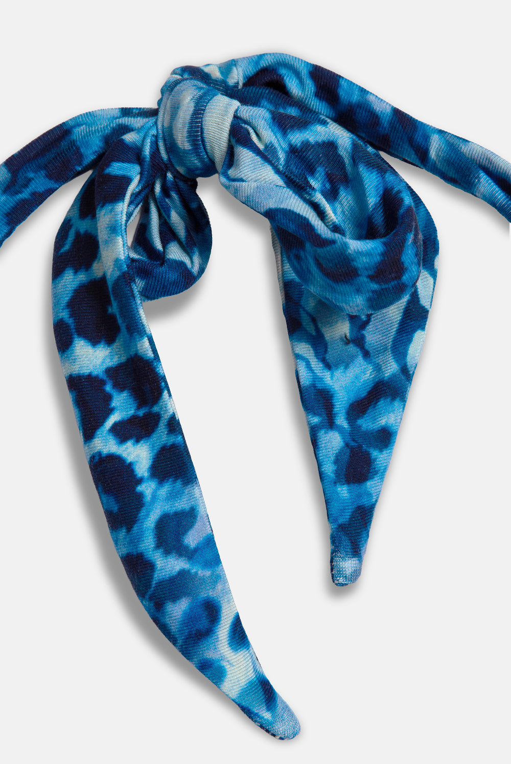 Displays the Blue Leopard print 'Juicy' branded jersey halter neck top 