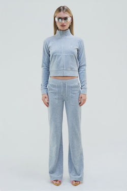 SILVER MARL COTTON VELOUR DEL RAY POCKETED BOTTOMS - AI generated video - AI Generated