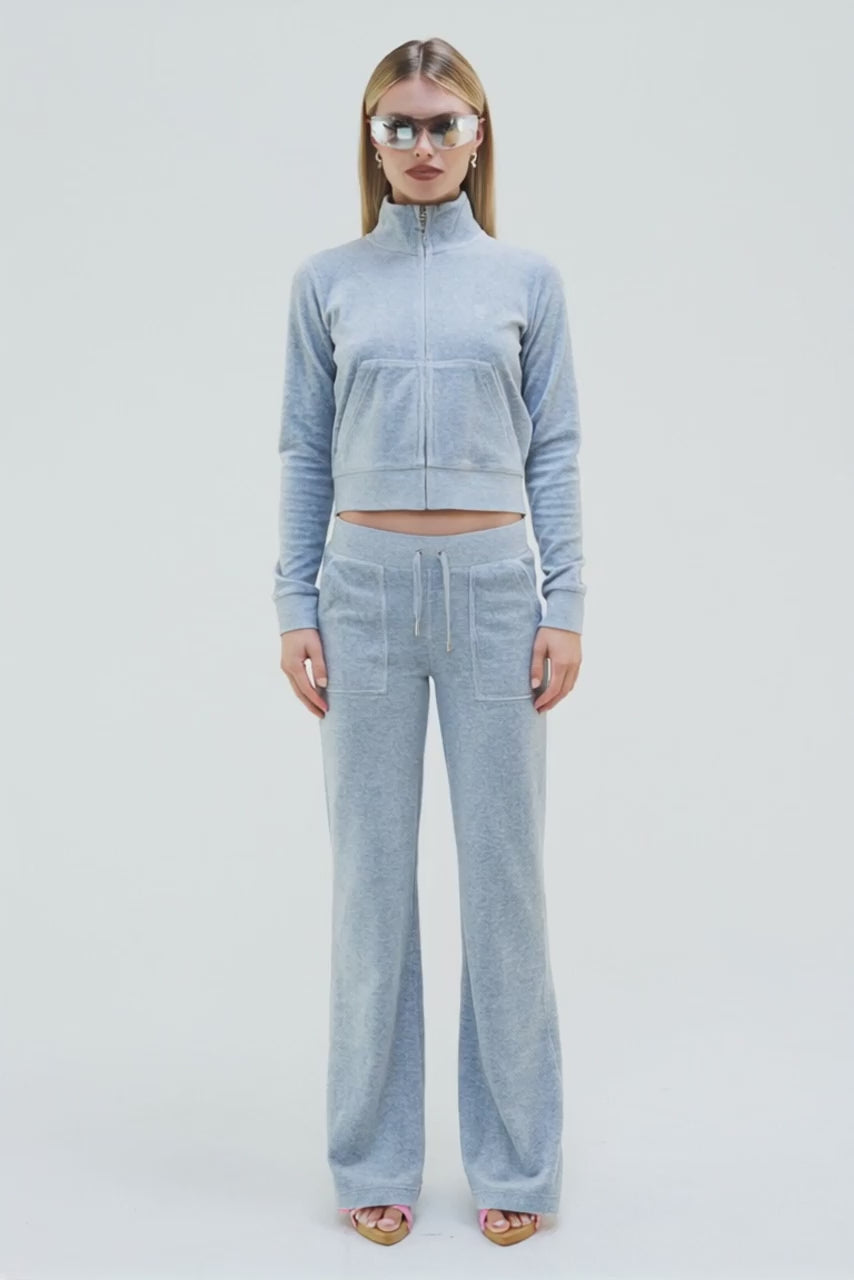 SILVER MARL COTTON VELOUR DEL RAY POCKETED BOTTOMS - AI generated video - AI Generated
