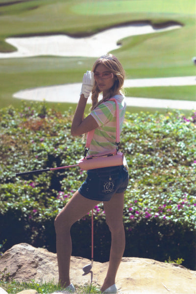 GREEN PINK STRIPE JUICY PUFF SLEEVE POLO TOP